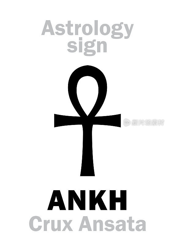 占星字母表:十字章钥匙(Crux Ansata)。象形文字符号(单符号)。